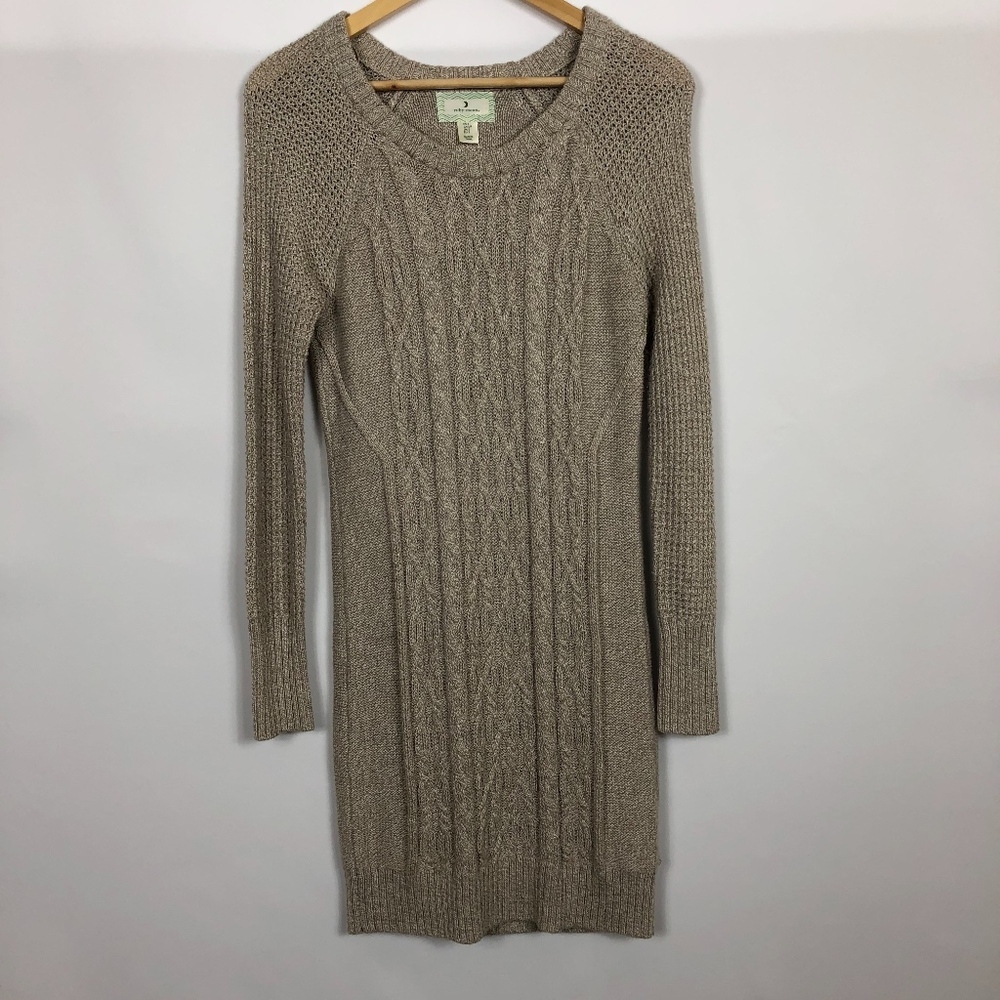 Ruby Moon Tan Cable Knit Sweater Dress (Size S)